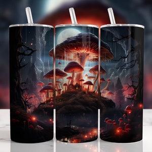 Mushroom Png, Tumbler Sublimation Designs, 20 oz Skinny Wrap, psychedelic, Digital Download,