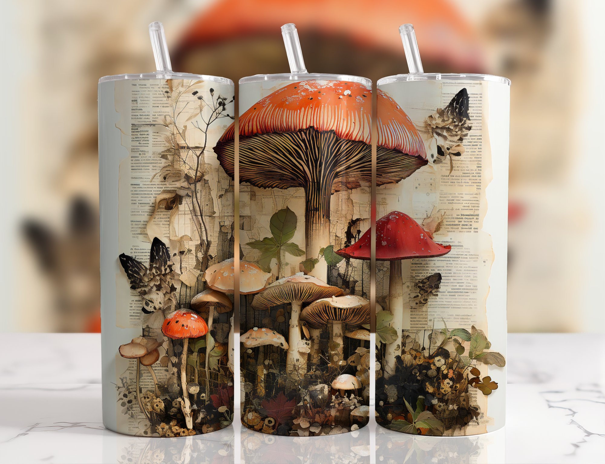Mushroom Png, Tumbler Sublimation Designs, 20 Oz Skinny Wrap ...