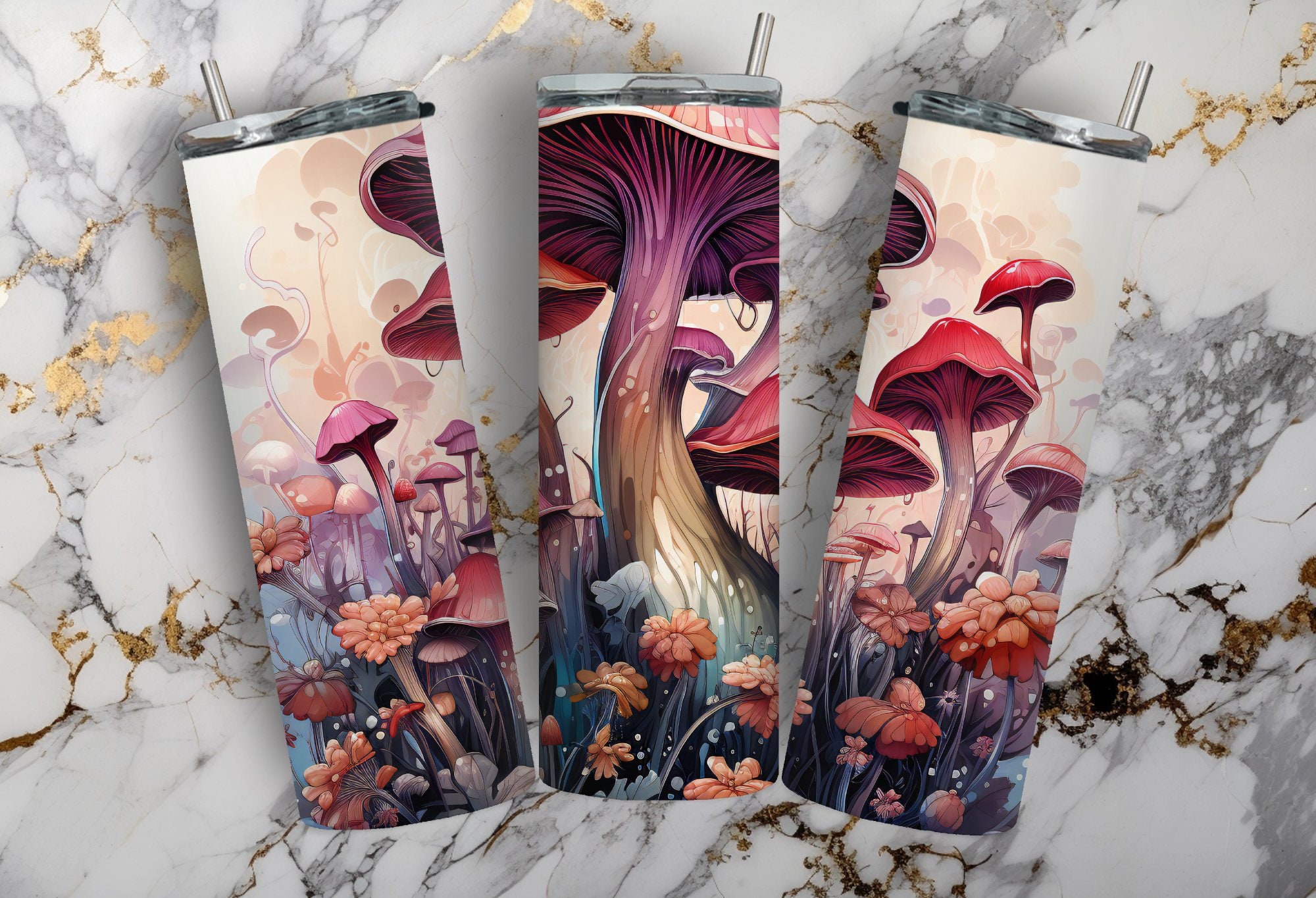 Mushroom Png, Tumbler Sublimation Designs, 20 Oz Skinny Wrap ...