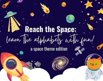 Printable flashcards, Kids Activities, instant download, alphabet, school supplies For Kids, Preschool, Space Themed