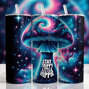 Mushroom Tumbler Sublimation Design: Psychedelic Hippie 20oz Skinny Wrap (Digital Download)
