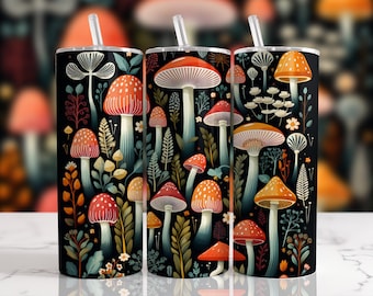 Mushroom Png, Tumbler Sublimation Designs, 20 oz Skinny Wrap, psychedelic, Digital Download,