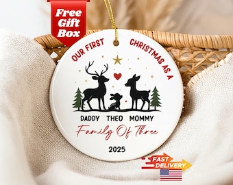 Babys First Christmas Ornament 2025, Personalized Christmas Ornaments, Family Ornament, Custom Ornament, First Christmas as a Family of 3