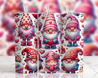 Valentine tumbler wrap, Tumbler-Gnomes- Sublimation Designs 20 oz Skinny Wrap Digital Download File