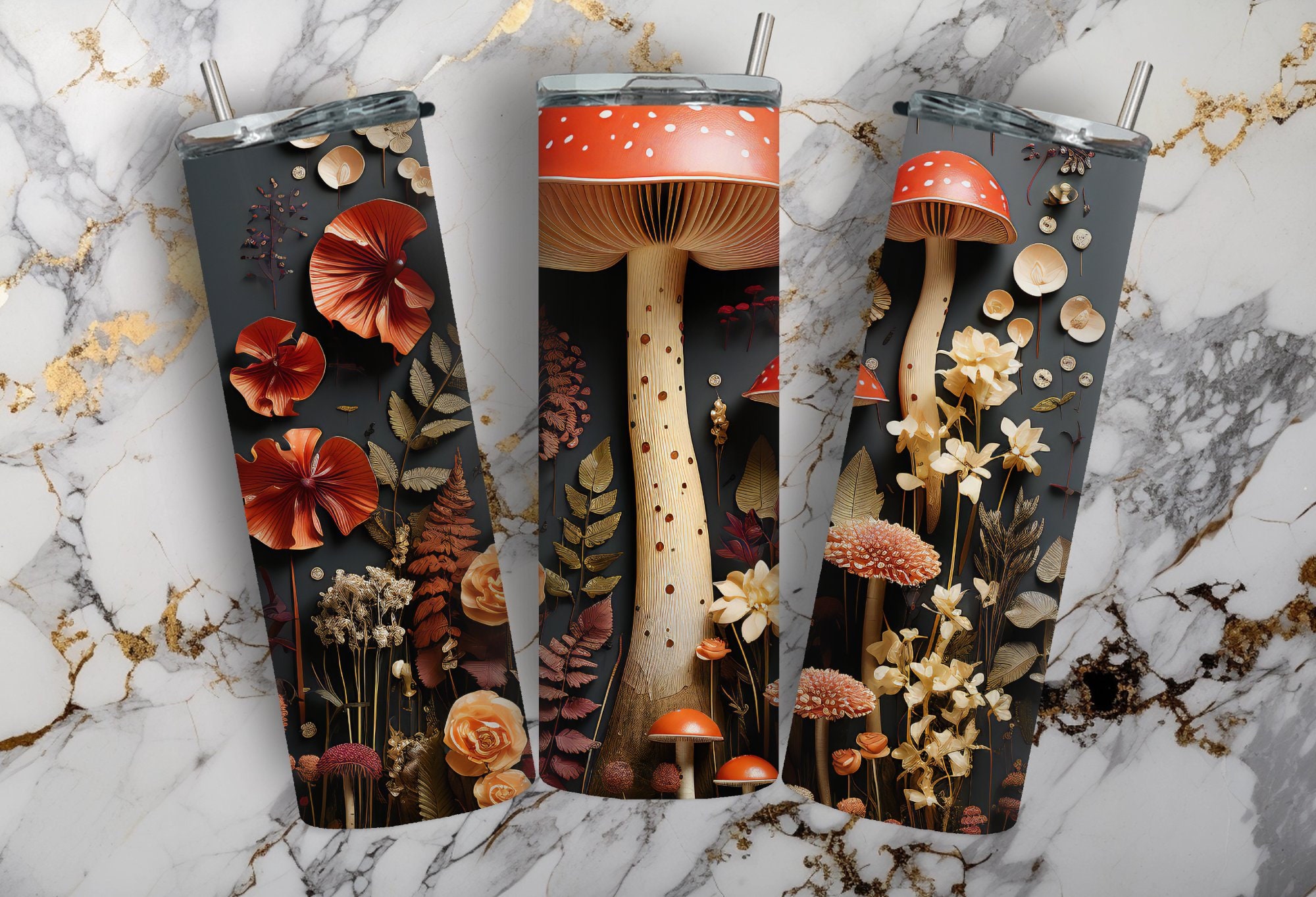 Mushroom Png, Tumbler Sublimation Designs, 20 Oz Skinny Wrap ...