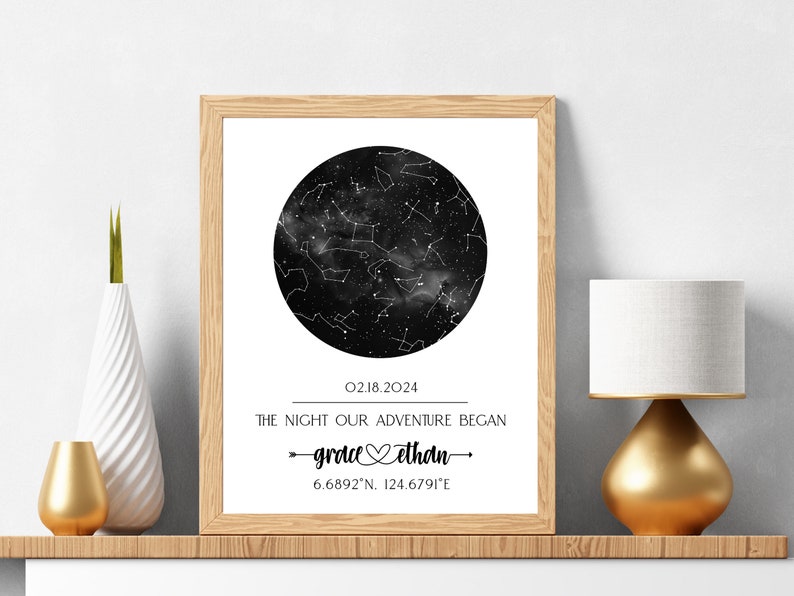 Custom Star Map, The Night We Met, Custom Poster, Star Map By Date Anniversary Gifts, Night Sky Print, Wedding Gift Constellation Digital image 3