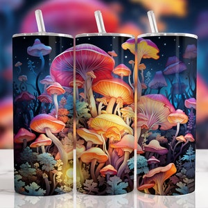 Mushroom Png, Tumbler Sublimation Designs, 20 oz Skinny Wrap, psychedelic, Digital Download,