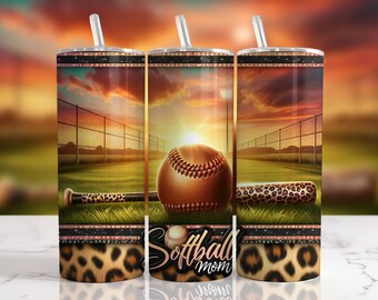 Softball Mom Tumbler Design: 20oz Skinny Tumbler Wrap (PNG Digital Download)