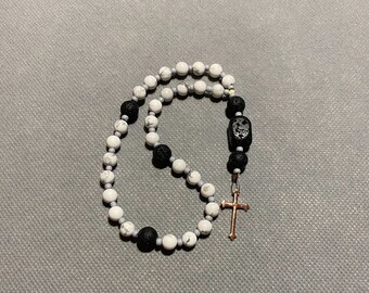 Prayer Bead - Howlite, Lava Stone, Rose Gold