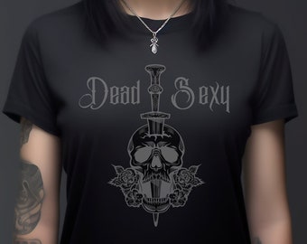 Gothic Skull Dagger Black T-Shirt, Dead Sexy, Gothic Valentine, Valentine Gift, Goth, Gothic T-Shirt, Girlfriend Gift, Boyfriend Gift