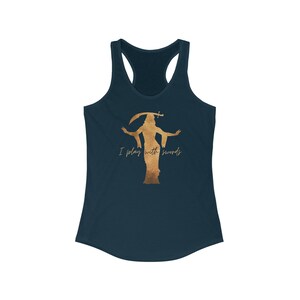 Golden Sword Dancer, Belly Dance Top, Women's Tank Top, Ideal Racerback Tank, Belly Dancer Gift, Friend Gift, Dance Wear, I play with swords immagine 4