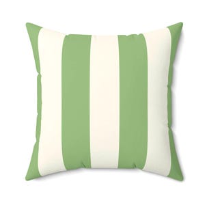 Green and White Striped Square Throw Pillow, Bold Sofa or Chair Accent, Classic Home Decor Accessory for Living Room or Bedroom