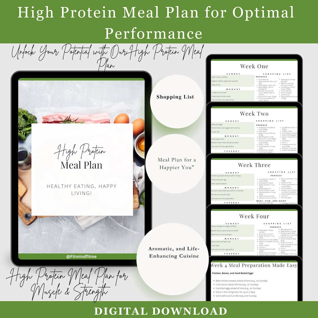 High Protein Meal Plan for Weight Loss & Muscle Gain 4 Weeks of Healthy ...