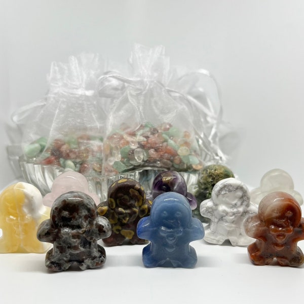 Crystal Christmas Confetti w/ Crystal Gingerbread man | Green Aventurine | Fire Quartz | Dried Peppermint | Christmas Gift | Crystal Chips