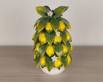Handmade Ceramic Lemon Basket Made in Italy Lemon Pyramid Vietri Ceramic Home Decoration Table Ornament