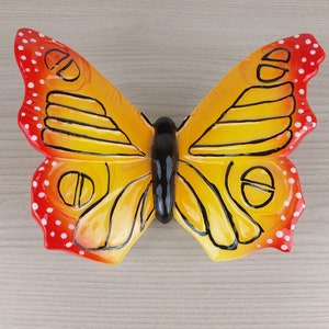 Hand painted ceramic butterflies, Wall decorations made in Italy in artistic ceramic painted in various colors