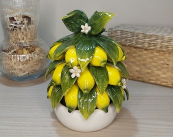 Handmade Ceramic Lemon Basket Made in Italy Lemon Pyramid Vietri Ceramic Home Decoration Table Ornament