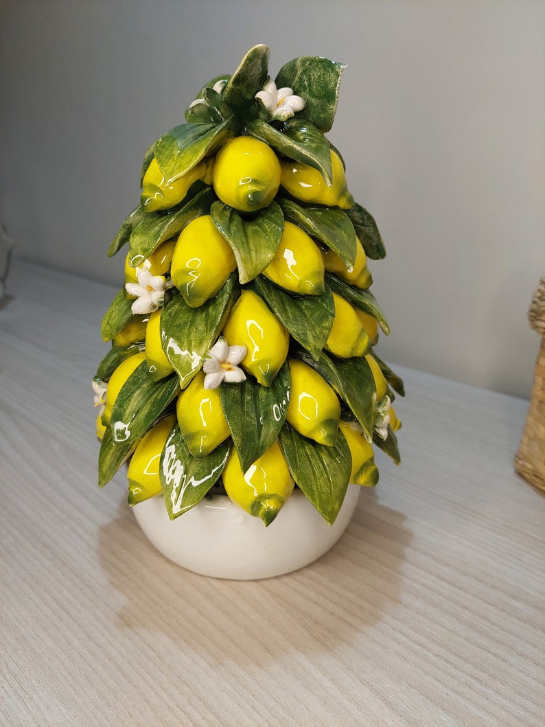 Panier de citron en céramique, céramique faite à la main, fabriqué en Italie, décoration de la maison, cadeau unique, ornement saisonnier image 3