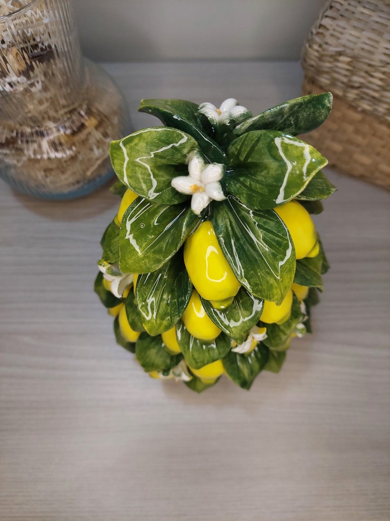 Panier de citron en céramique, céramique faite à la main, fabriqué en Italie, décoration de la maison, cadeau unique, ornement saisonnier image 10