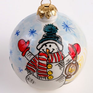 Ceramic Christmas baubles (diameter 10 cm) - Snowman - Christmas Tree Decoration - Christmas Decoration