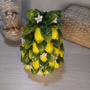 Panier de citron en céramique, céramique faite à la main, fabriqué en Italie, décoration de la maison, cadeau unique, ornement saisonnier image 9