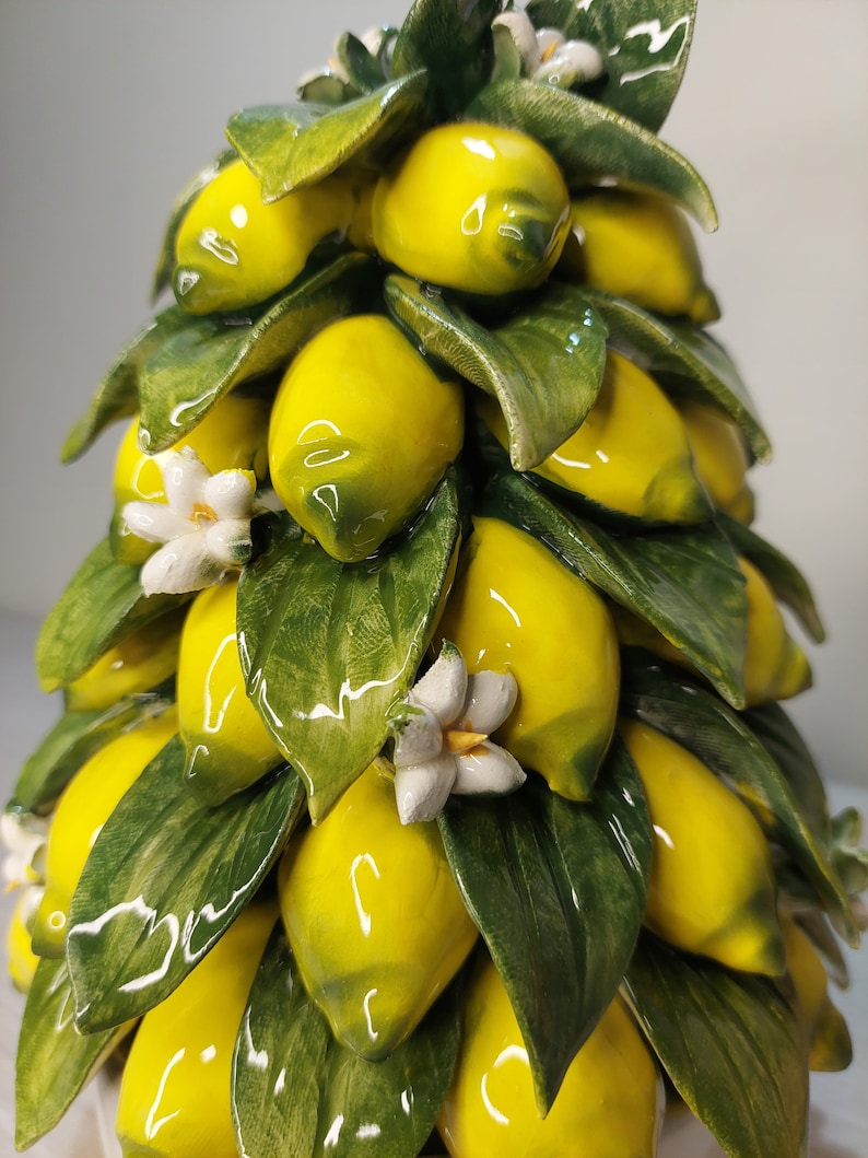 Panier de citron en céramique, céramique faite à la main, fabriqué en Italie, décoration de la maison, cadeau unique, ornement saisonnier image 5