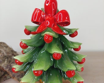 Ceramic Christmas tree handmade and painted, excellent Christmas gift, Christmas decoration (H 15 cm)