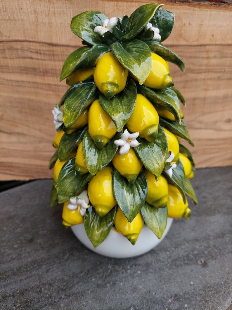 Panier de citron en céramique, céramique faite à la main, fabriqué en Italie, décoration de la maison, cadeau unique, ornement saisonnier image 8