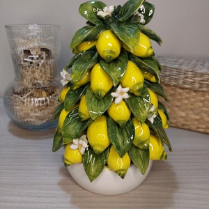 Panier de citron en céramique, céramique faite à la main, fabriqué en Italie, décoration de la maison, cadeau unique, ornement saisonnier image 2