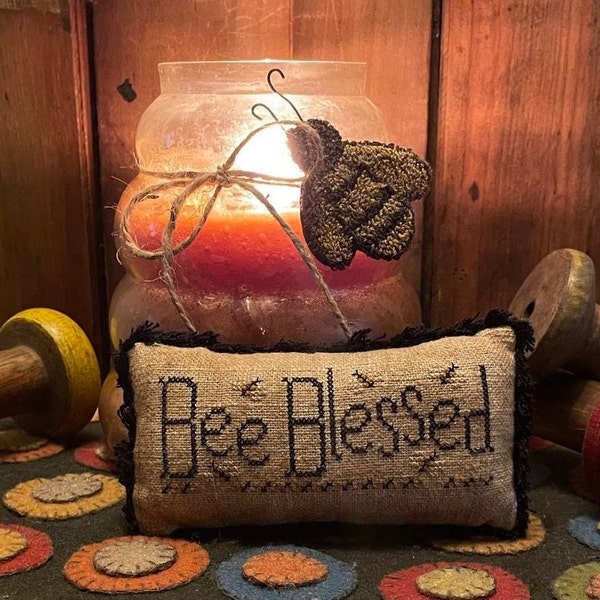 Bee Blessed Pinkeep PDF/Download Cross Stitch Pattern by Asbery's Echoes Stitches