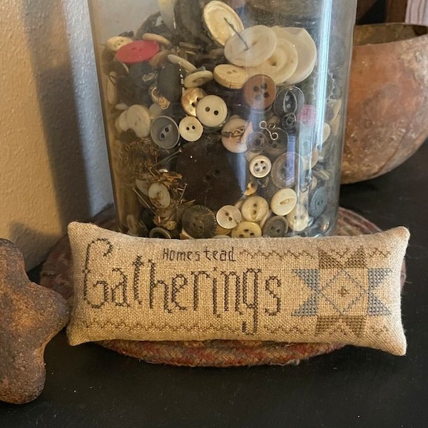 Gatherings Word Pillows --- Primitive PDF/Download Cross Stitch Pattern by Asbery's Echoes Stitches