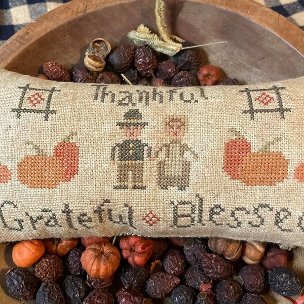 Thankful Grateful Blessed - PDF/Download Cross Stitch Pattern - from Asbery's Echoes