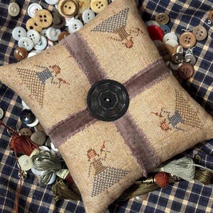 Prim Girls Pin Cushion *** PDF/Download *** Pin Keep *** Cross Stitch Pattern *** by Asbery&#39;s Echoes Stitches