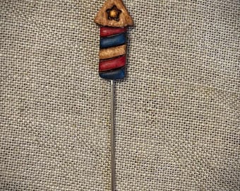 Prim Firecracker Stick Pin ~ Counting Pin ~ Needlework Accessory ~  ~ Polymer Clay ~ Marking Pin ~ Handmade ~ Stitch Counter