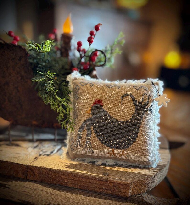 Spring Chicken Pinkeep Pattern Winter Chicken Pin Keep Pattern - Primitive - Pdf/download - Christmas ...