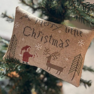 Merry Little Christmas --- Pin Keep --- Pattern --- Primitive --- PDF/Download --- Santa, reindeer --- Asbery's Echoes Stitches