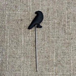 Crow Stick Pin ~ Counting Pin ~ Needlework Accessory ~  ~ Polymer Clay ~ Marking Pin ~ Handmade ~ Stitch Counter