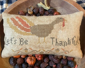 Let's Be Thankful Fall Primitive Kissen Tuck PDF / Download Kreuzstich E-Pattern