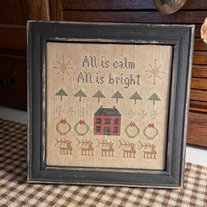 All Is Calm *** Sampler *** PDF/Download *** Cross Stitch *** Primitive *** Pattern *** Christmas *** by Asbery&#39;s Echoes Stitches