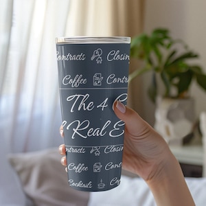 Copo de aço inoxidável isolado de 20 onças | Escolha do corretor de imóveis para bebidas em movimento - café, contratos, coquetéis de fechamento - azul