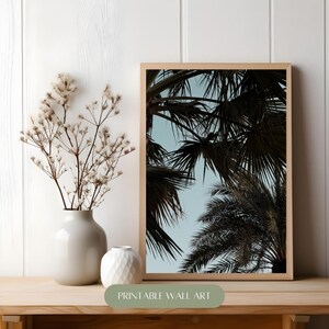 Palm Breeze Boho Wall Art, Coastal Art Print, Palm Tree Photography, Modern Ocean Decor, Printable Digital Download image 3
