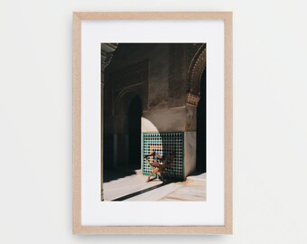 Spanish Tile Photography, Alhambra Wall Art Print, Granada Spain Decor, Europe Travel Photography Print (Digital Download ) - Catching Rays