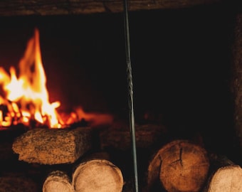 Hand-Forged Iron Fire Poker 35″ | Blacksmith-Made Campfire and Fireplace Tool | Gift for Him | Rustic Hearth Fire Pit