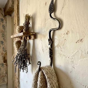 Hand Forged Leaf Wall Hook | Blacksmith Made Iron Vine Hook | Rustic Home Decor | Unique Towel Coat Hanger | Handmade Gift for Her