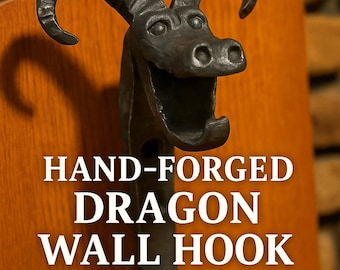 Hand-Forged Dragon Wall Hook Bottle Opener: Rustic Blacksmith Art