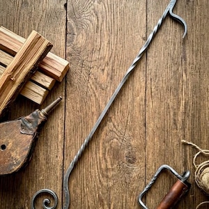 Personalized Spiral Fire Poker, Hand-Forged Steel, 6th Iron Anniversary Gift