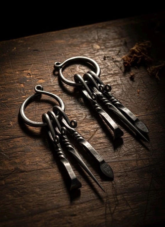 Hand Forged Pipe Tool Set – Pick Reamer & Tamper on Forged Ring |  Blacksmith Made Tobacco Pipe Tools | Gift for Pipe Smoker | Made in USA