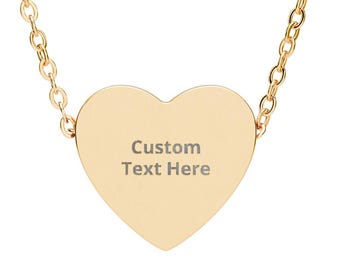 Collar de corazón grabado personalizado, colgante con nombre personalizado