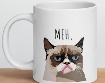 Funny Grumpy Cat Mug, Funny Quote Mug 'meh', Funny Animal Mug, Cat Lover  Gift, Coworker Gift - Etsy Israel