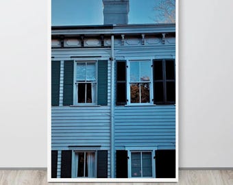 Impresión fotográfica de ventanas de casas históricas de Savannah: arte mural de arquitectura sureña, póster de contraventanas vintage, decoración costera para el hogar